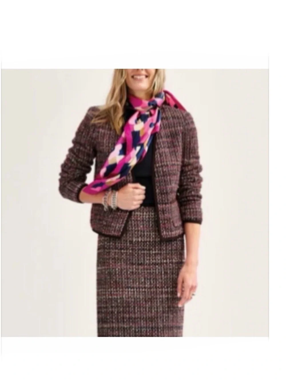 CARLISLE • Beautiful 100% Silk Abstract Print Purple/Pink Red Black Accent Scarf